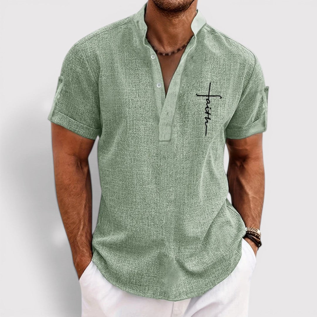 Michael Sydney men's lightweight collared shirt, front view