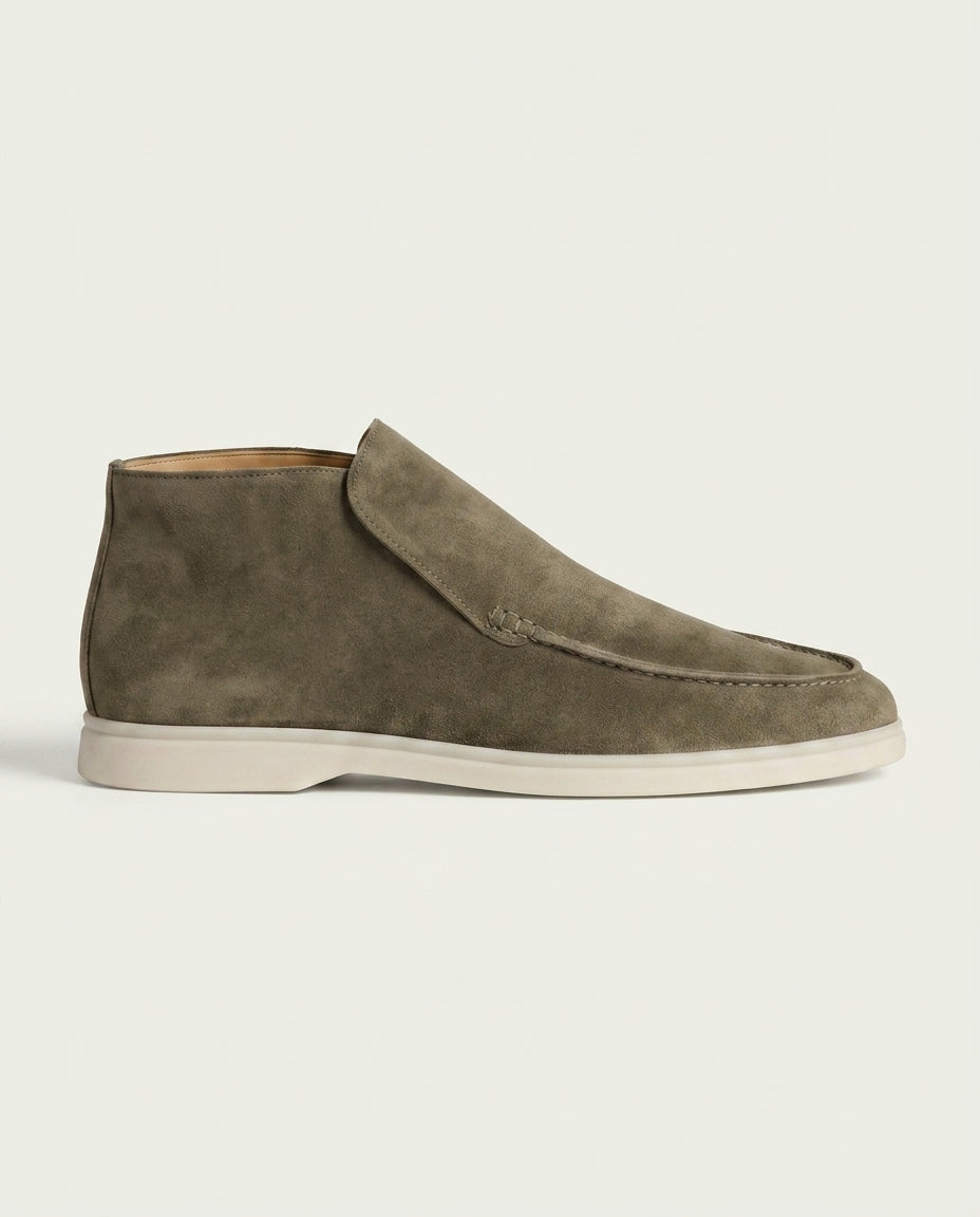Michael Sydney men's olive green high-top loafer, front view