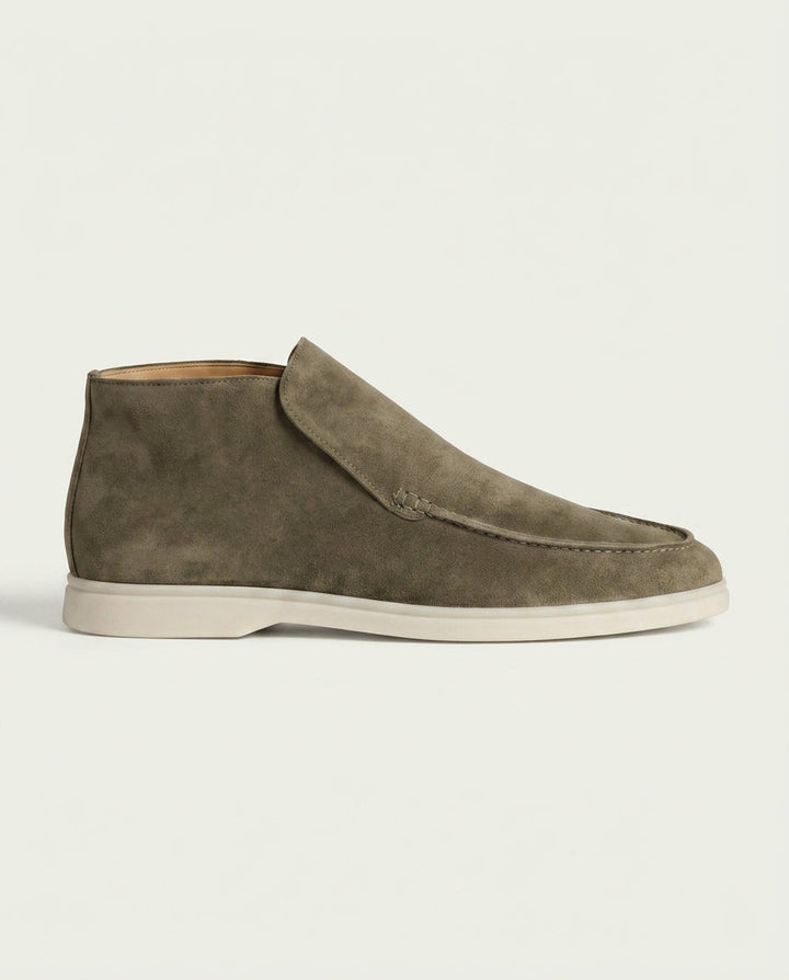 Michael Sydney men's olive green high-top loafer, front view