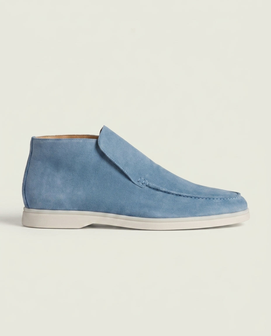 Michael Sydney men's sky blue high-top loafer, front view