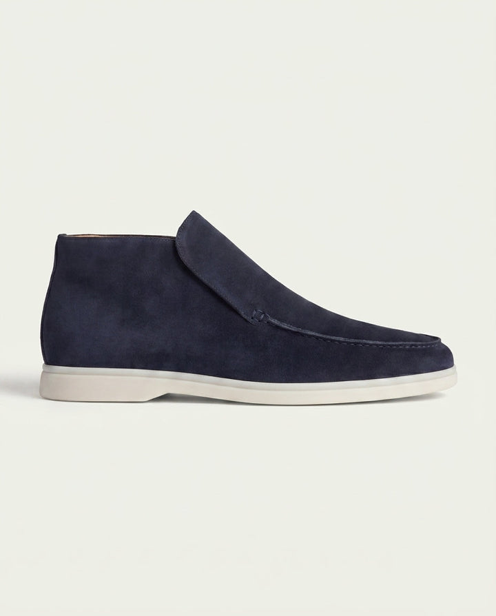 Michael Sydney men's navy high-top loafer, front view