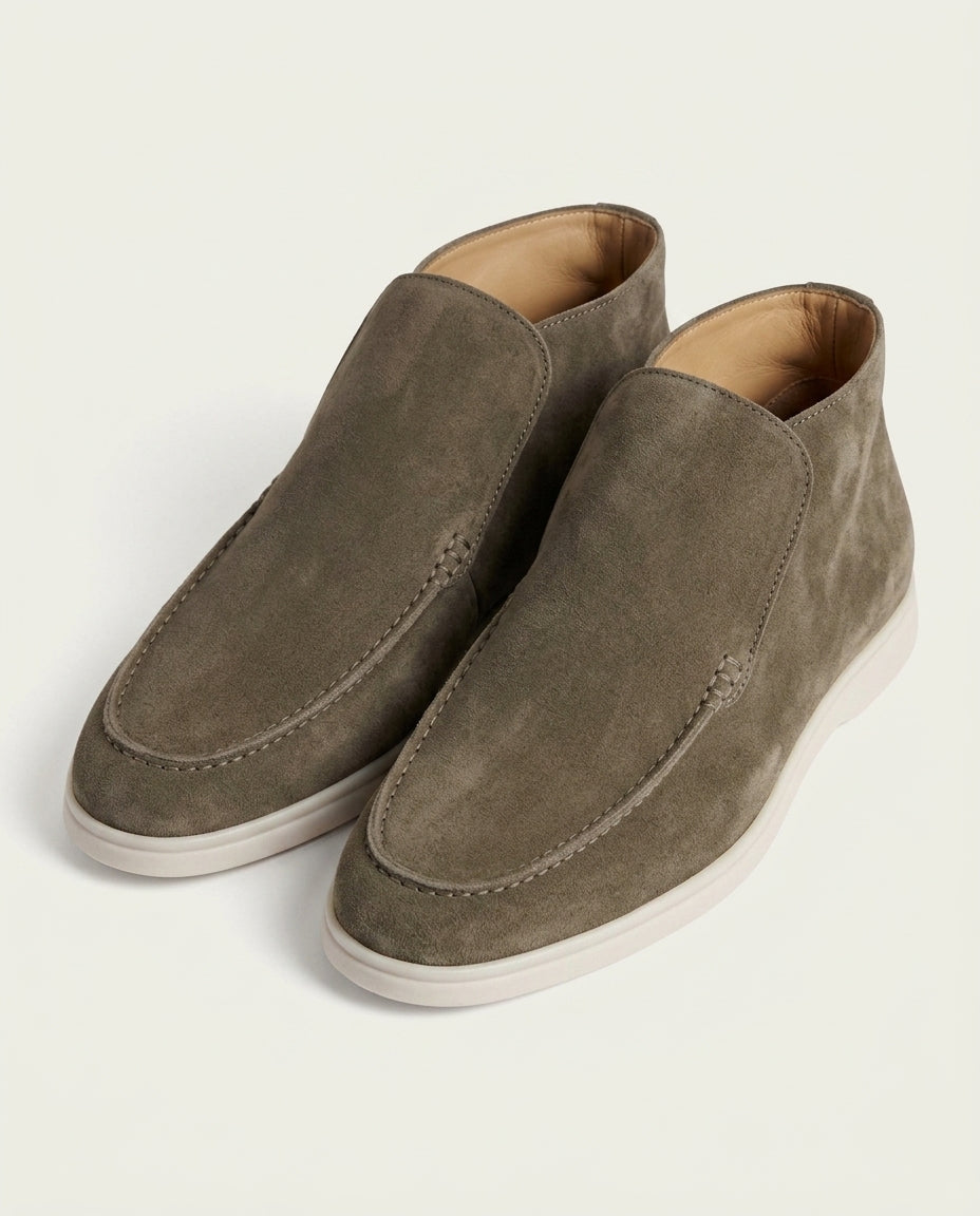 Michael Sydney men's olive green high-top loafer, front view