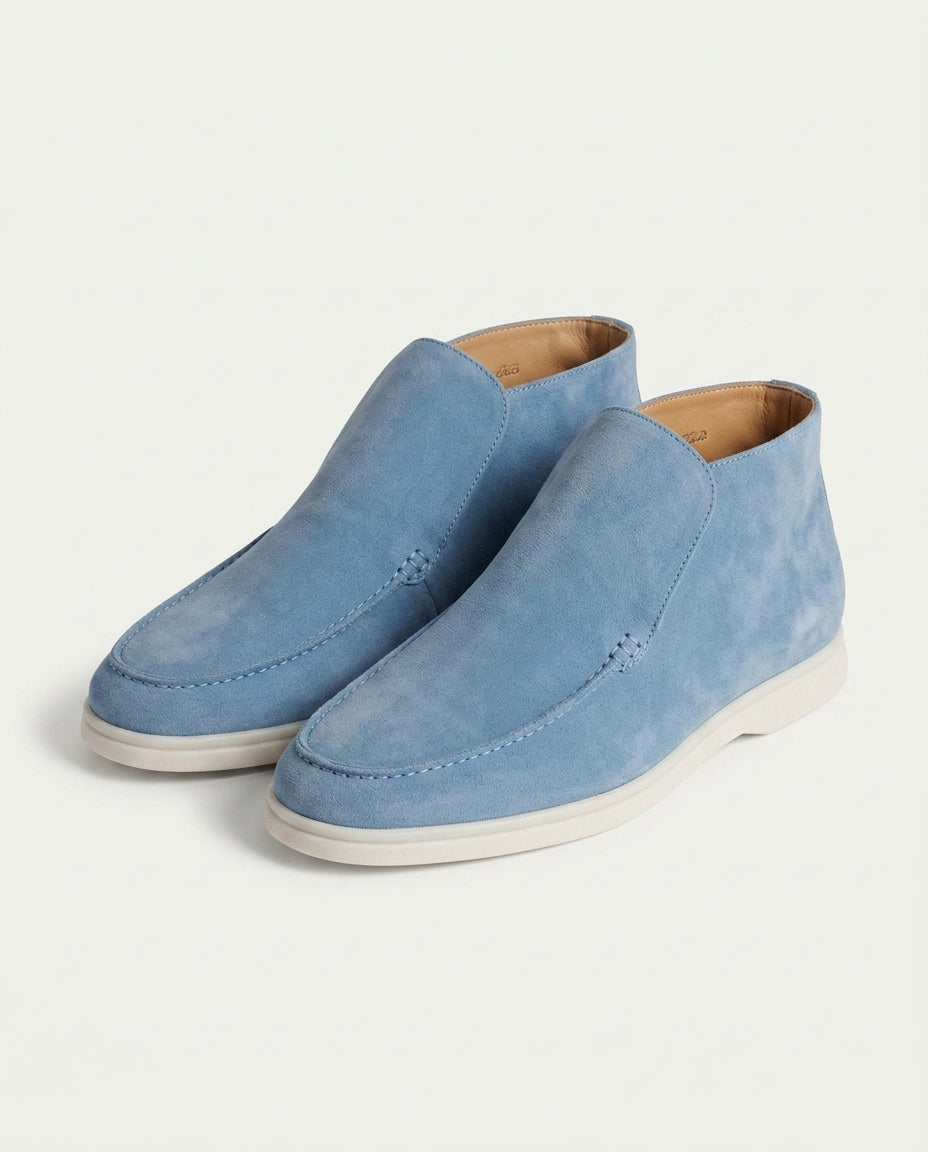 Michael Sydney men's sky blue high-top loafer, front view