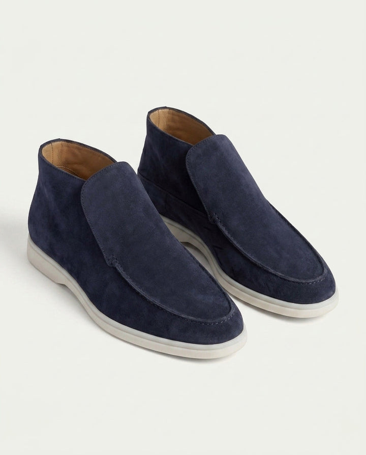 Michael Sydney men's navy high-top loafer, front view
