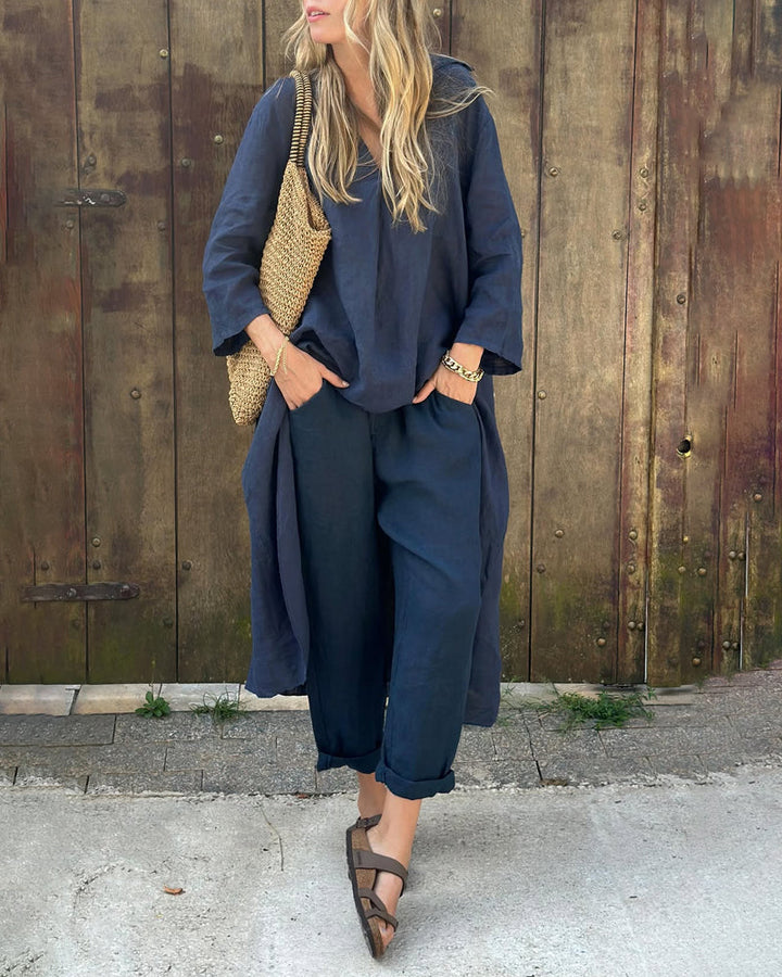 Sara™ | Blue Draped Tunic Set