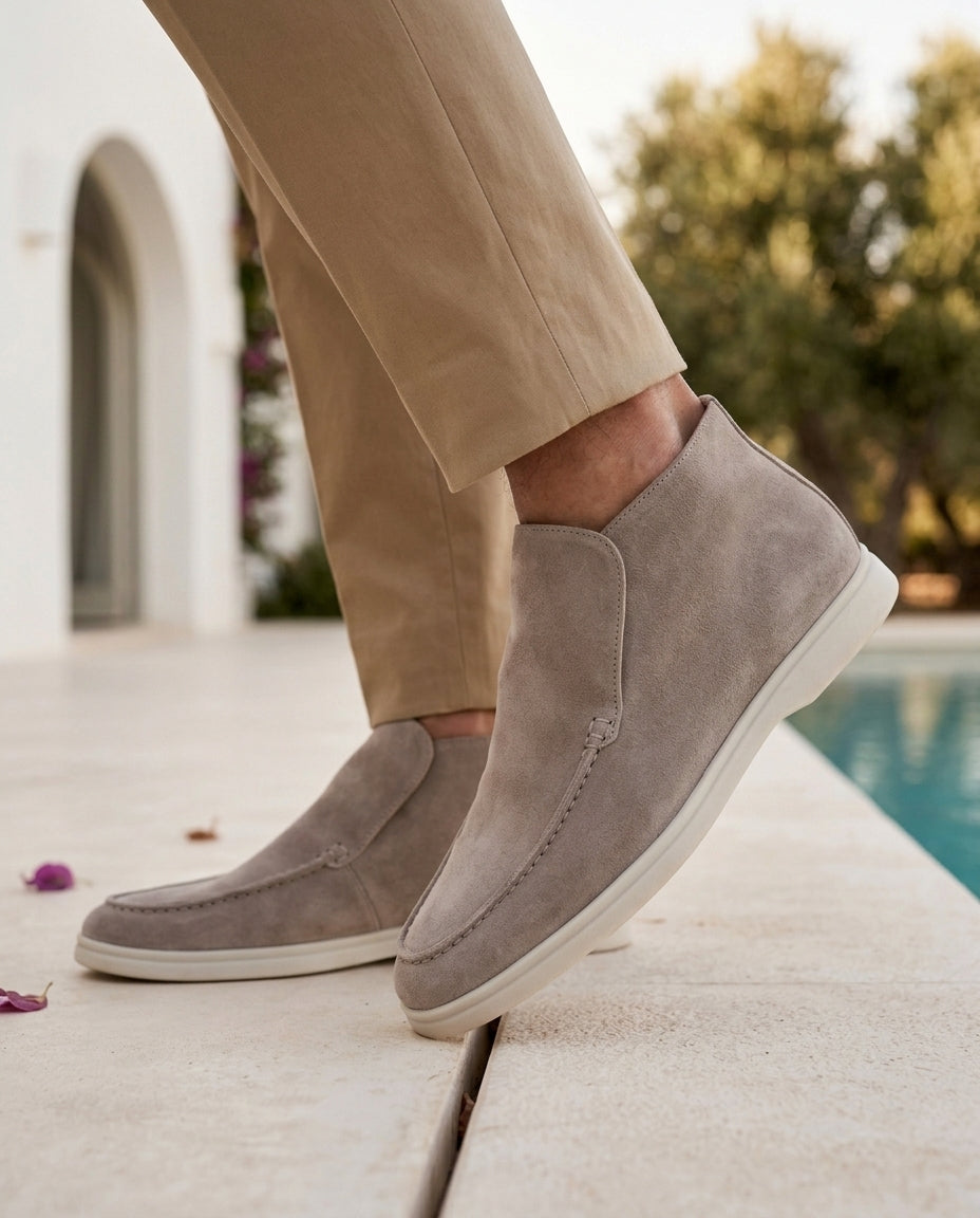 Michael Sydney men's taupe high-top loafer, front view