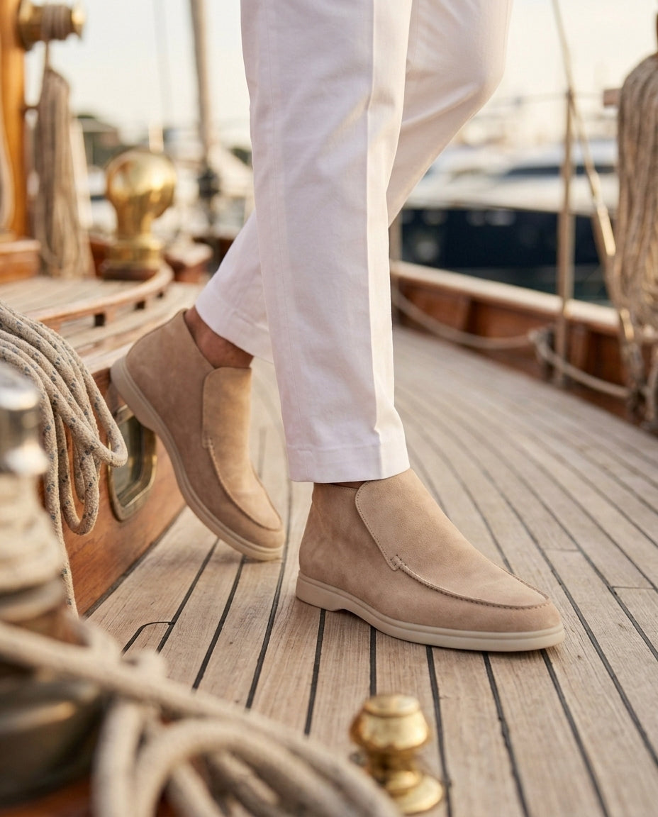 Michael Sydney men's beige high-top loafer, front view