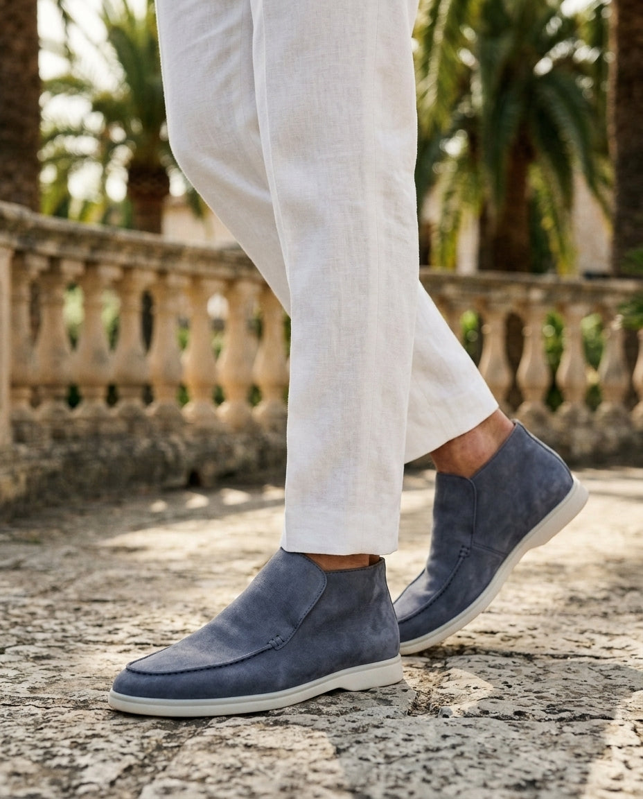 Michael Sydney men's blue high-top loafer, front view