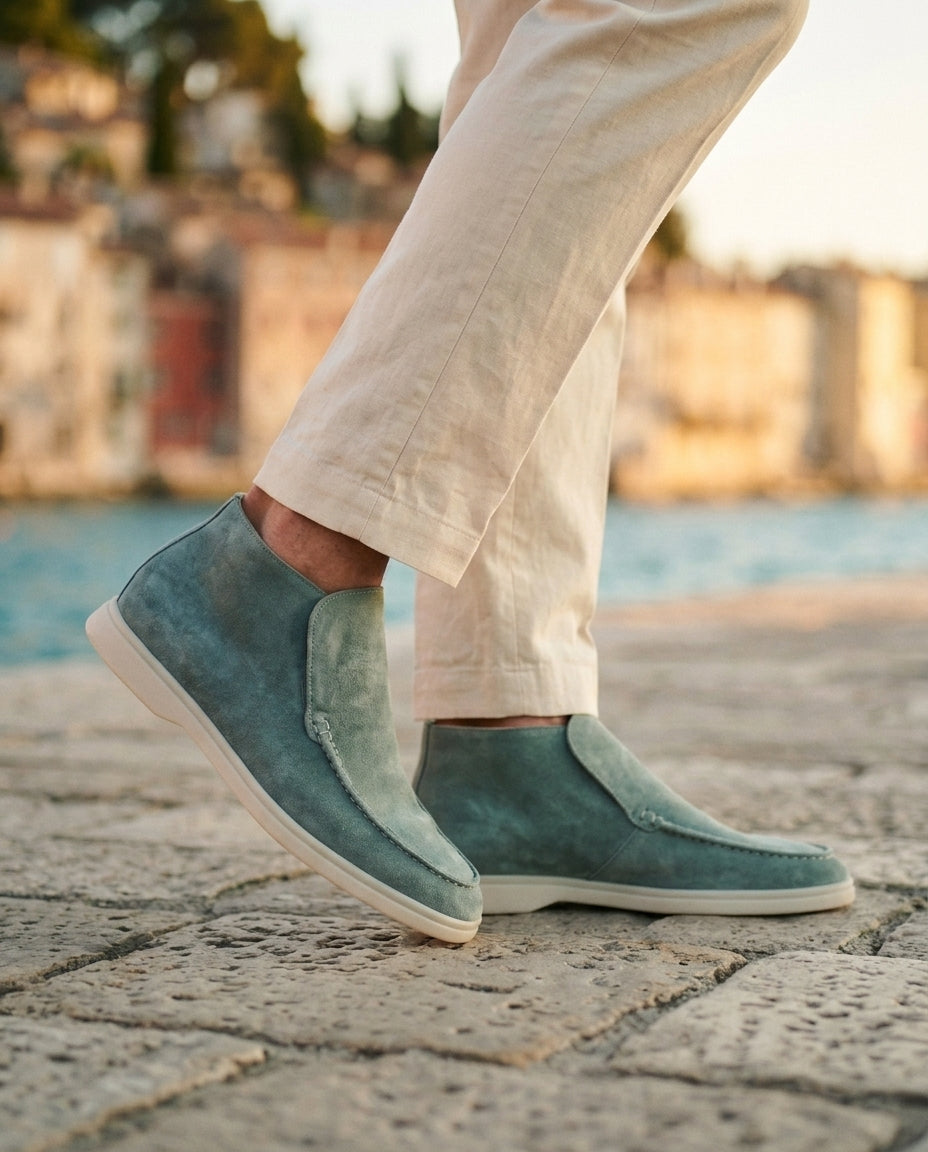 Michael Sydney men's mint green high-top loafer, front view