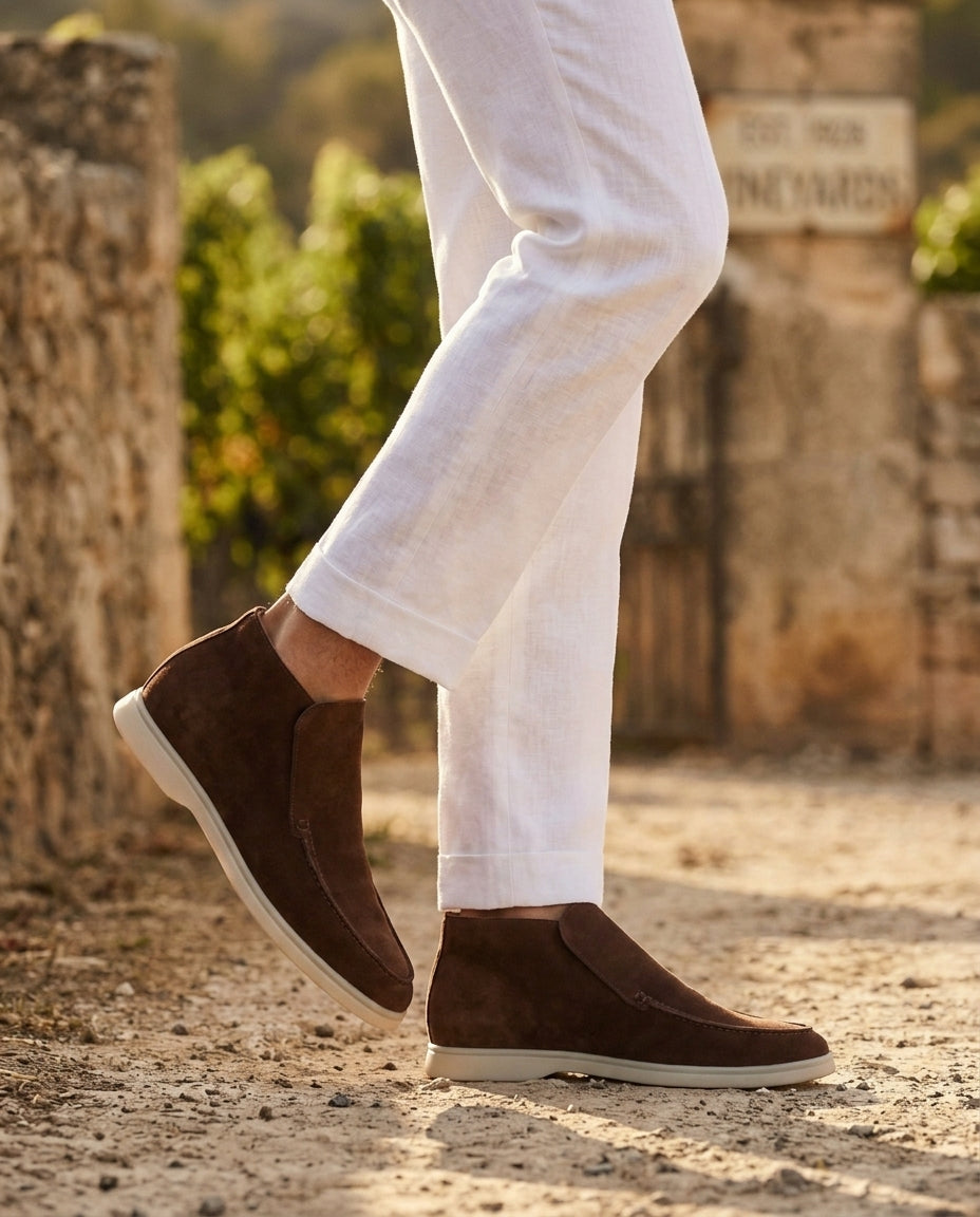 Michael Sydney men's brown high-top loafer, front view