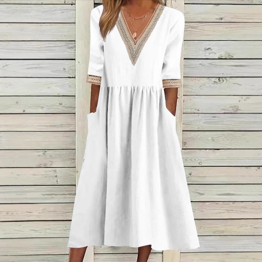 Anne™ | V-Neck Midi Dress with Pockets