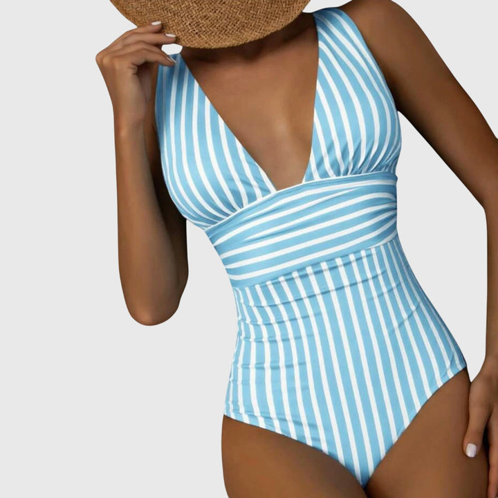 Callie™ | Striped V-Neck Swimsuit