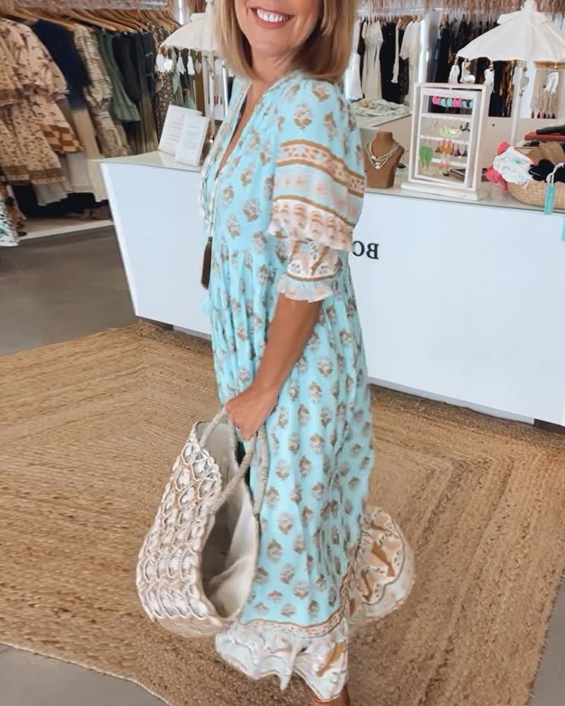 Tracy™ | Boho Floral Midi Dress