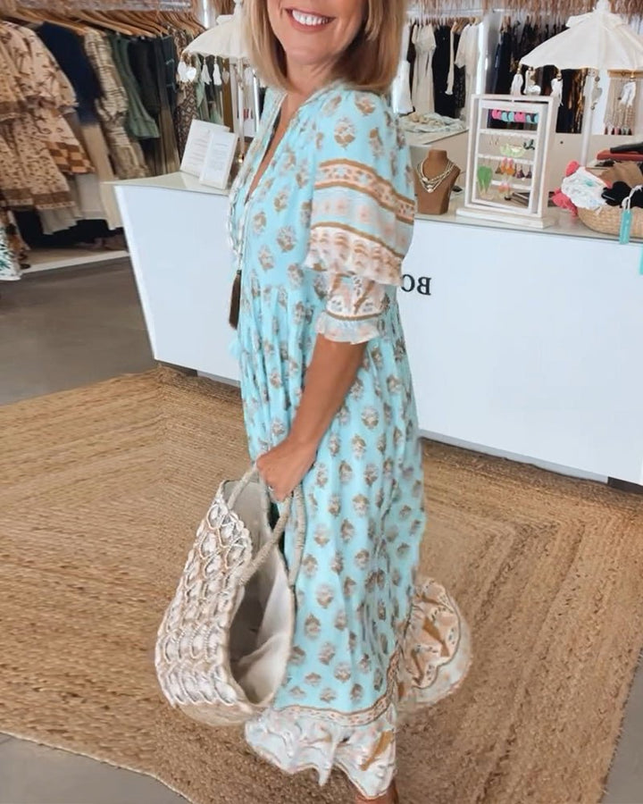 Tracy™ | Boho Floral Midi Dress