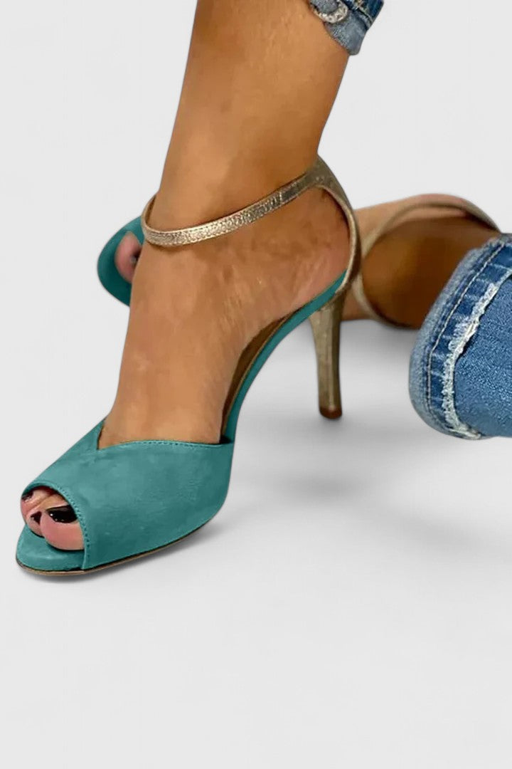 Maria™ | Green Open-Toe Heels