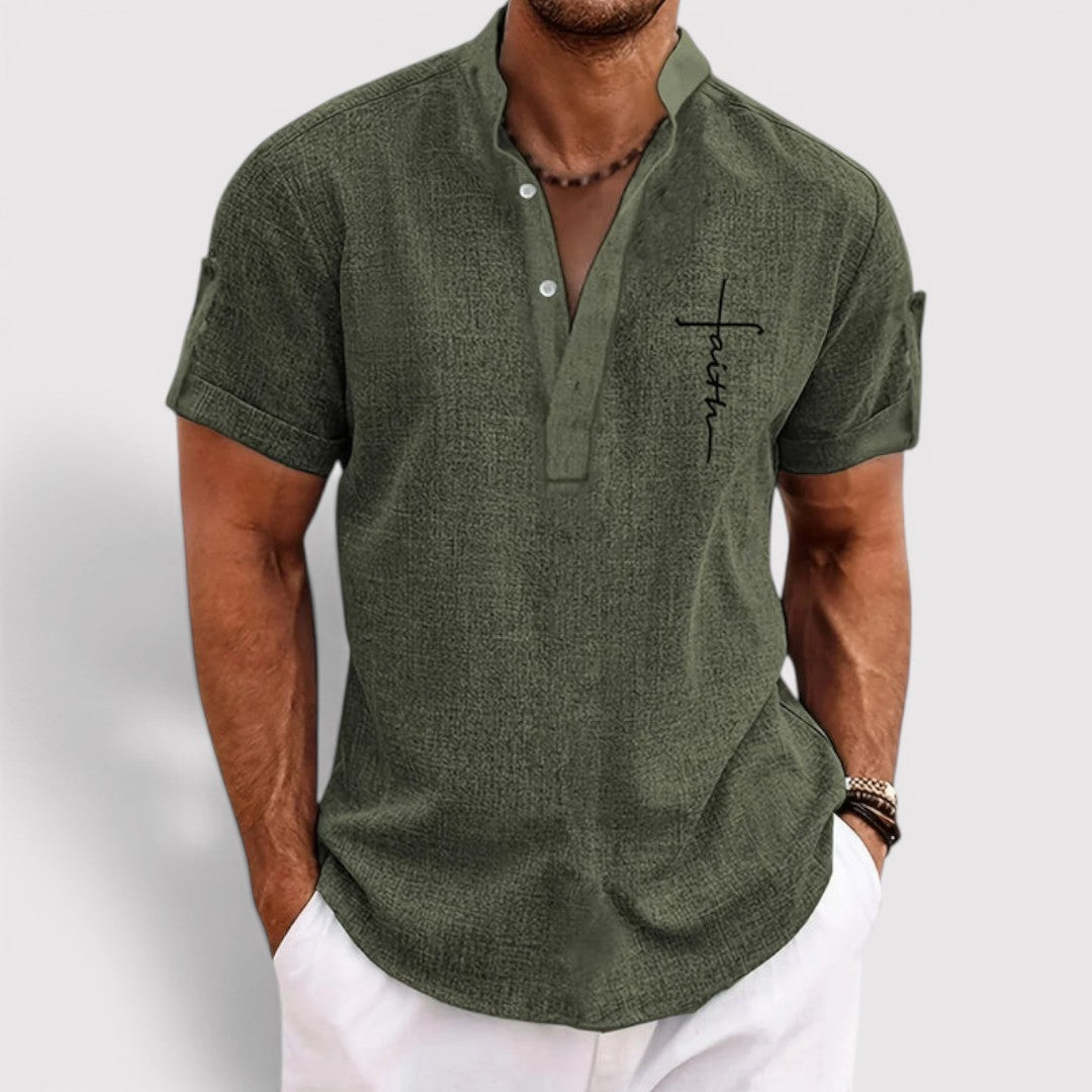 Michael Sydney men's lightweight collared shirt, front view