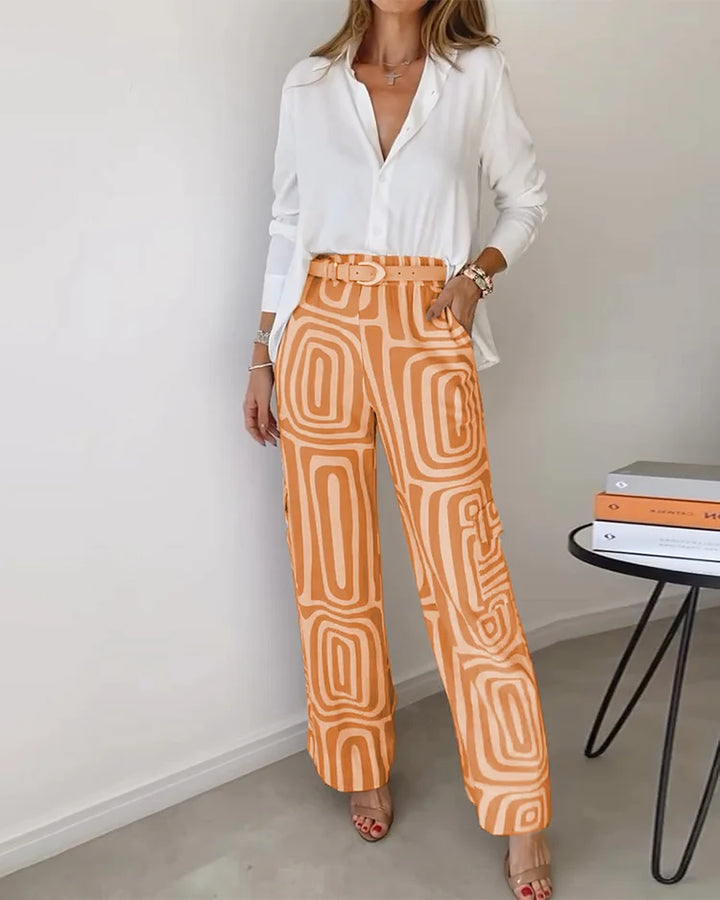 Lilian™ | Geometric Pant Set with Belt
