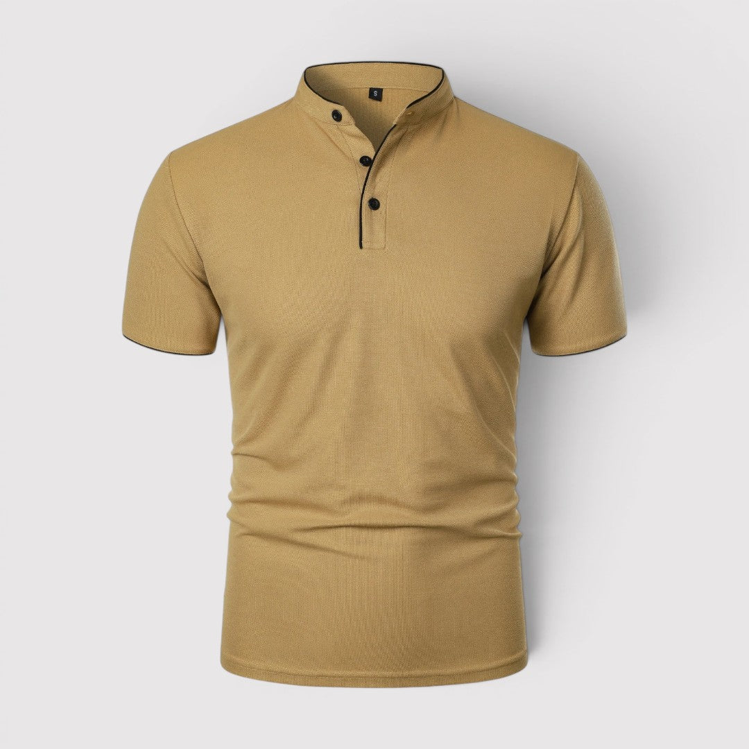 Michael Sydney men's polo shirt with stand collar, front view