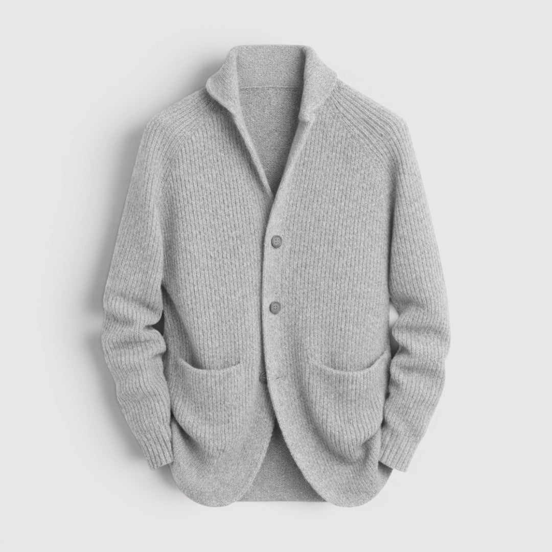 Michael Sydney men's ribbed cardigan, front view