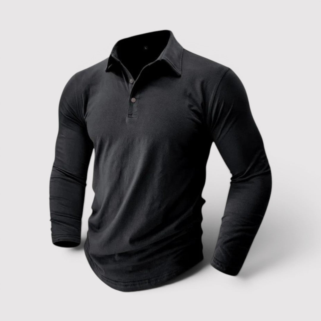 Michael Sydney men's long sleeve polo shirt, front view