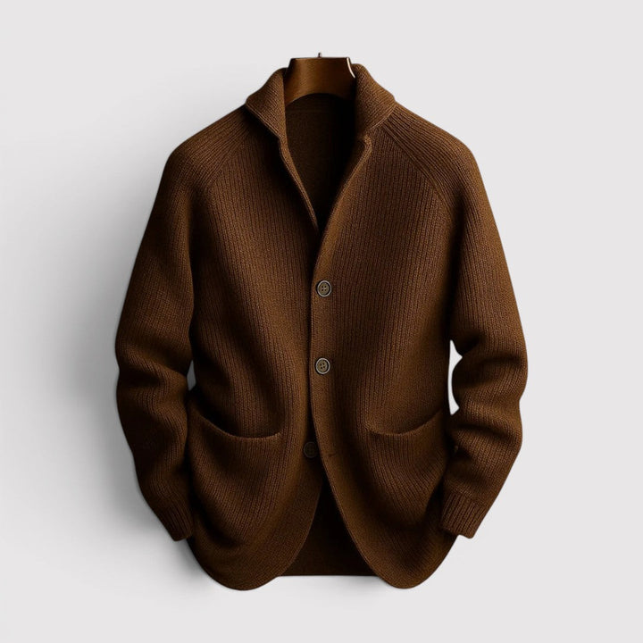 Michael Sydney men's ribbed cardigan, front view