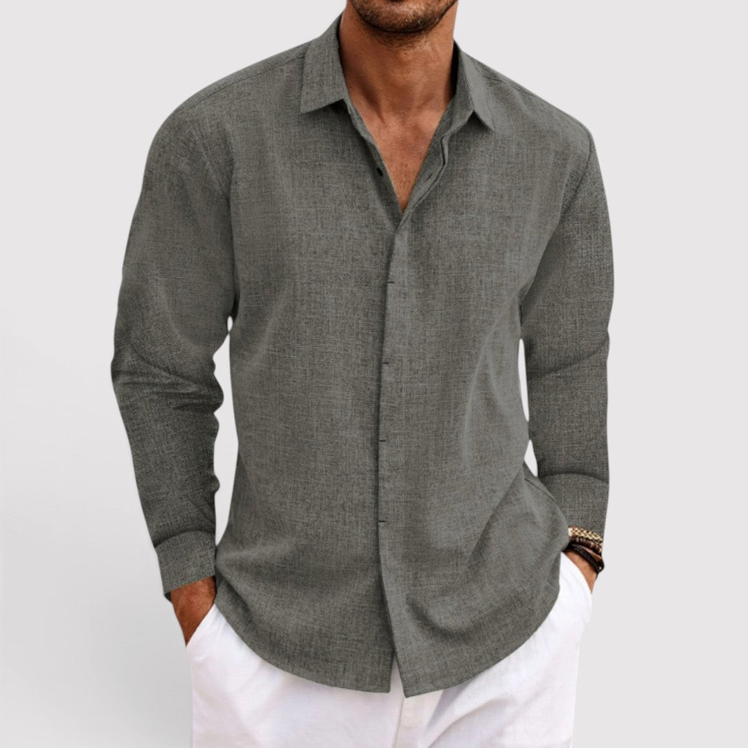 Michael Sydney men's shirt with open collar, front view