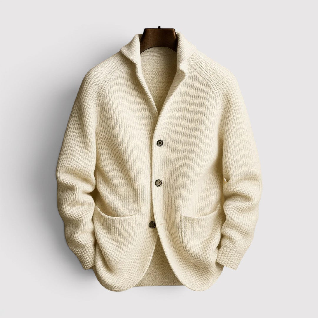 Michael Sydney men's ribbed cardigan, front view