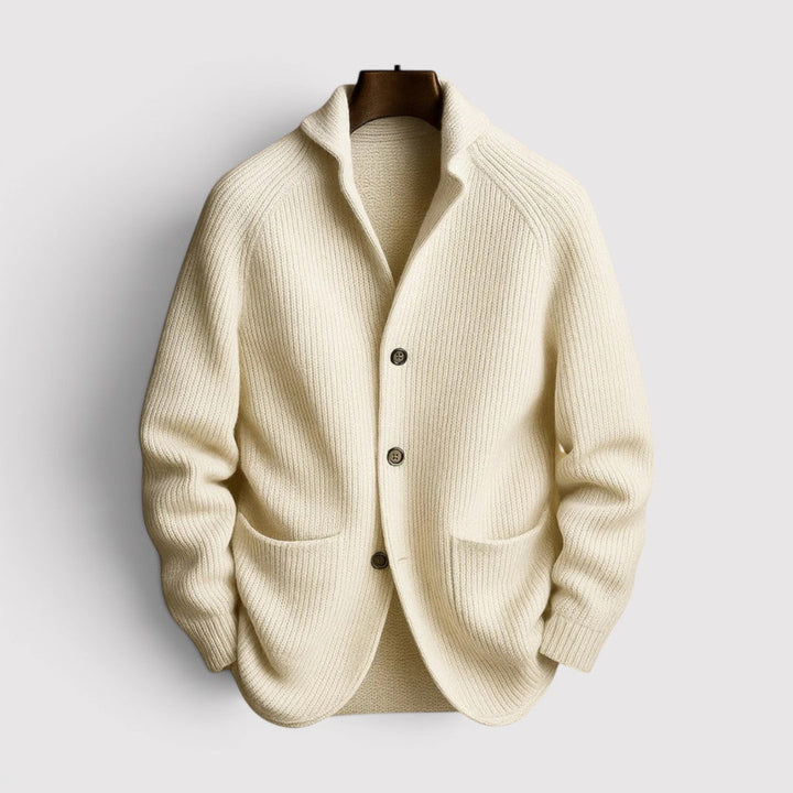 Michael Sydney men's ribbed cardigan, front view