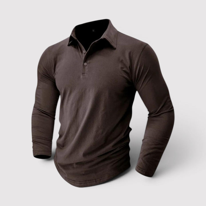 Michael Sydney men's long sleeve polo shirt, front view