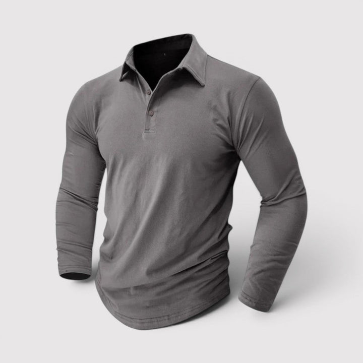 Michael Sydney men's long sleeve polo shirt, front view