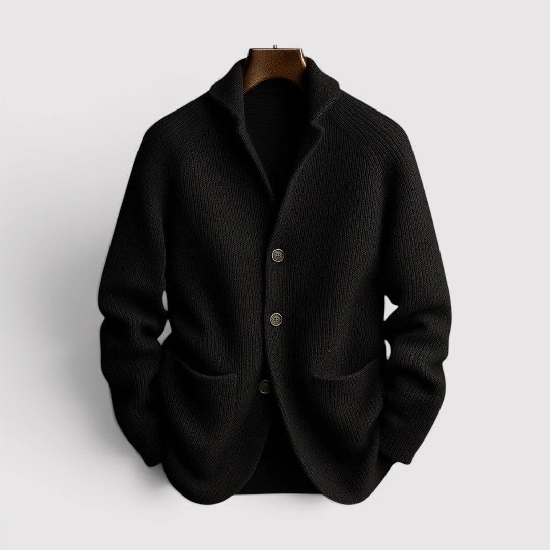 Michael Sydney men's ribbed cardigan, front view
