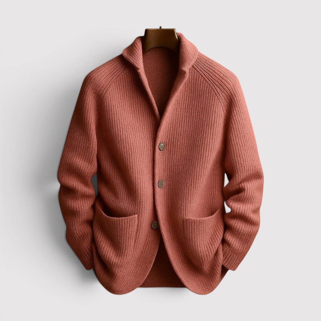 Michael Sydney men's ribbed cardigan, front view