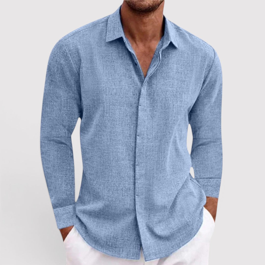 Michael Sydney men's shirt with open collar, front view