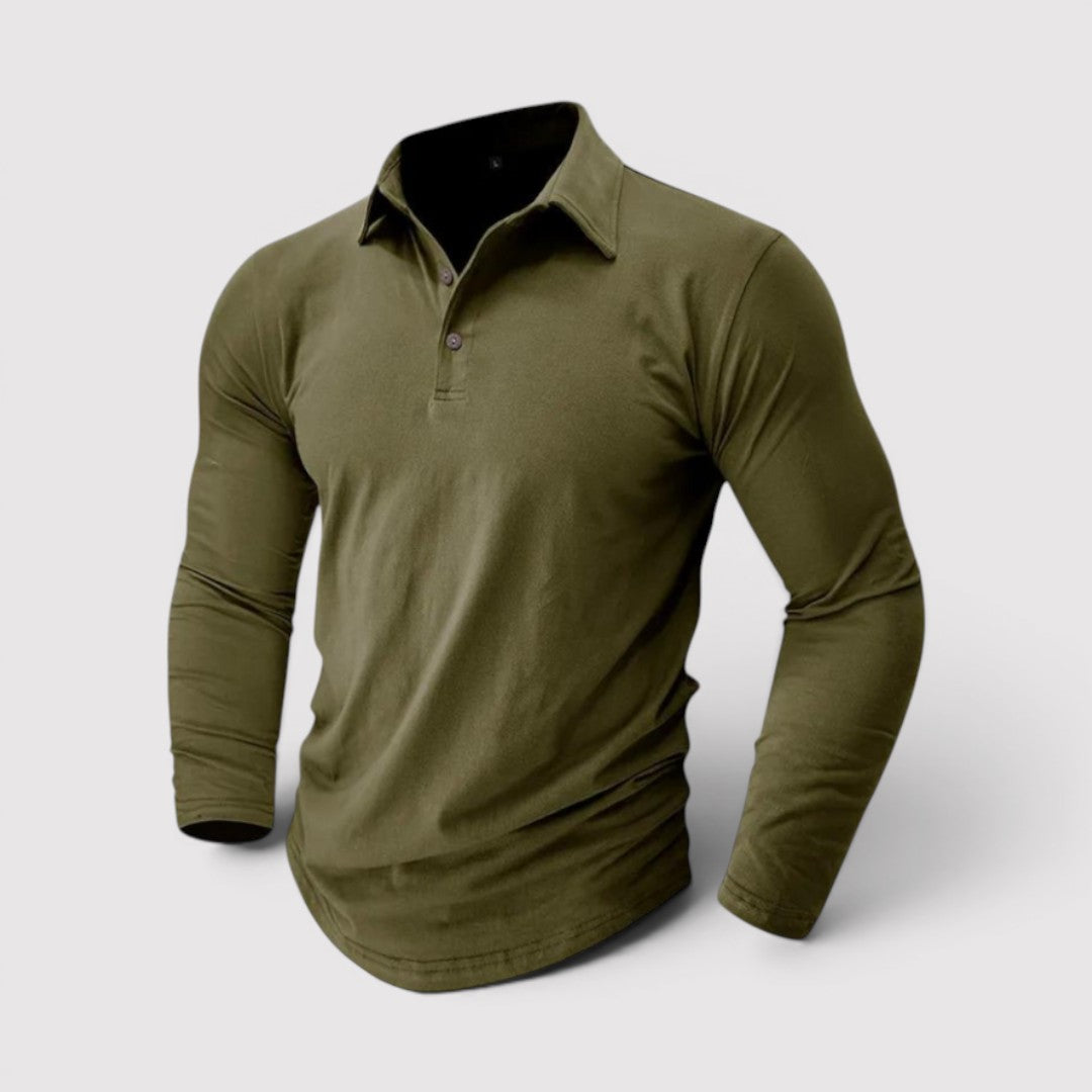 Michael Sydney men's long sleeve polo shirt, front view