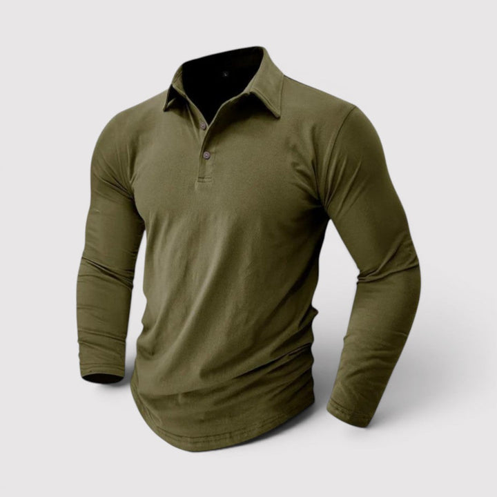 Michael Sydney men's long sleeve polo shirt, front view
