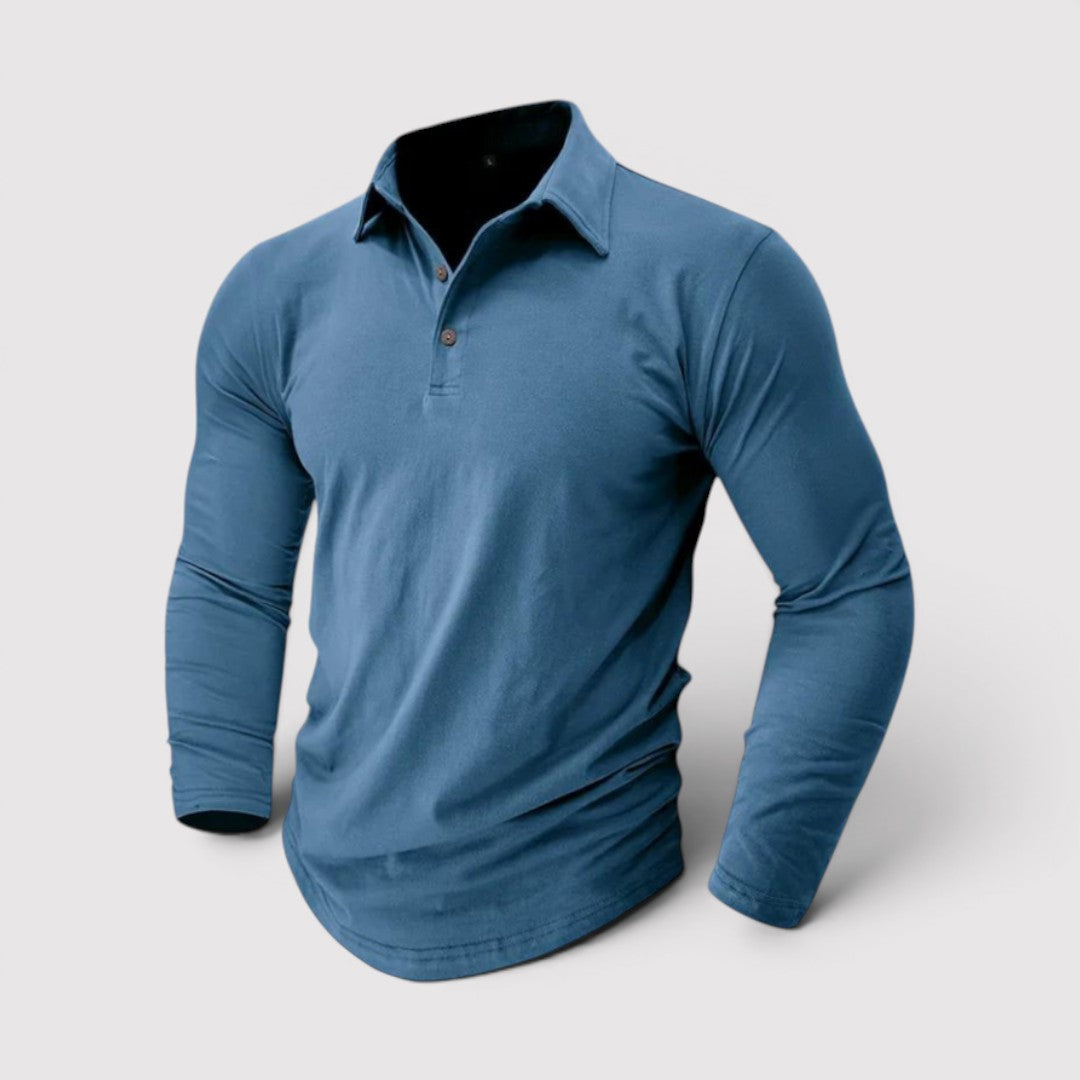 Michael Sydney men's long sleeve polo shirt, front view