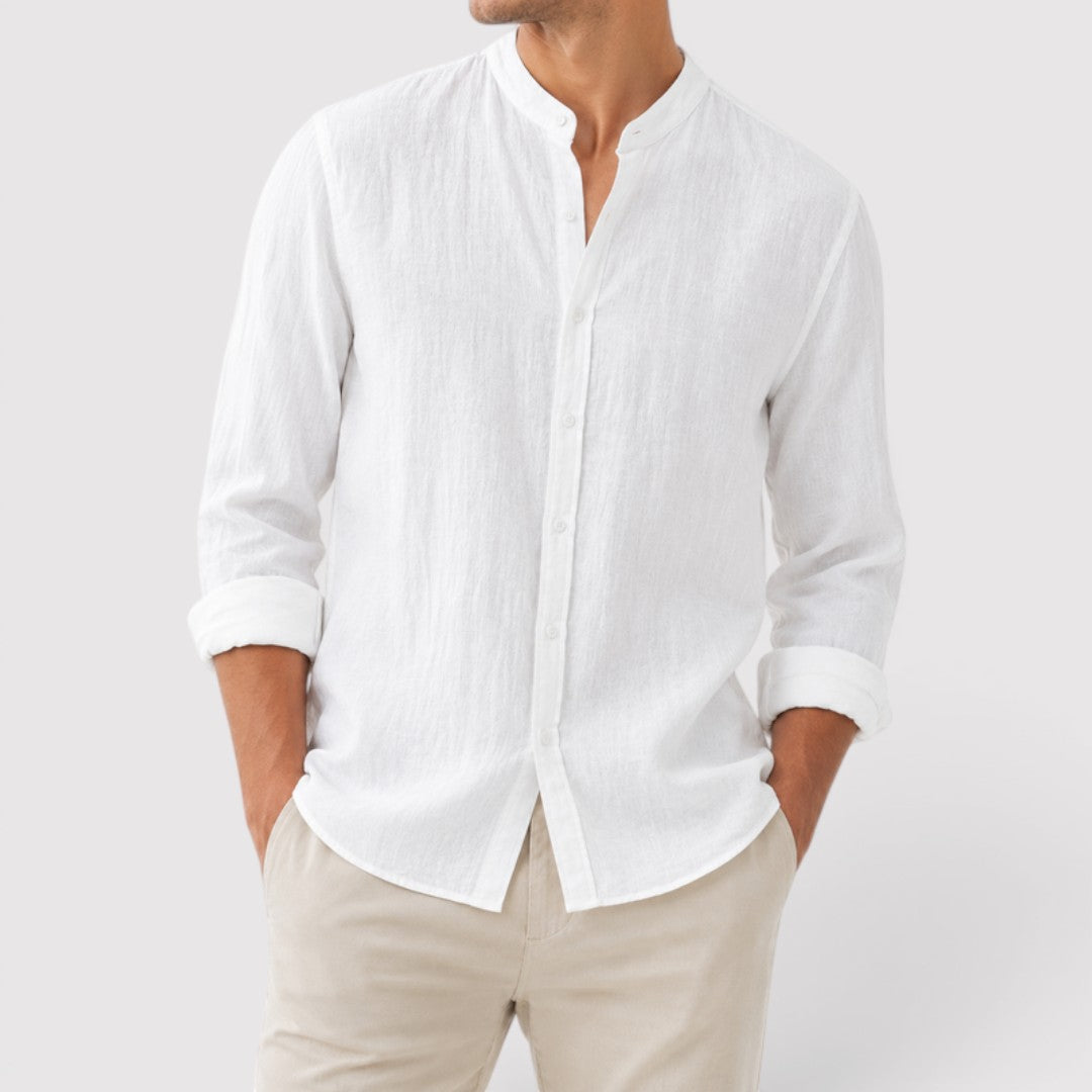 Michael Sydney men's shirt with stand collar, front view