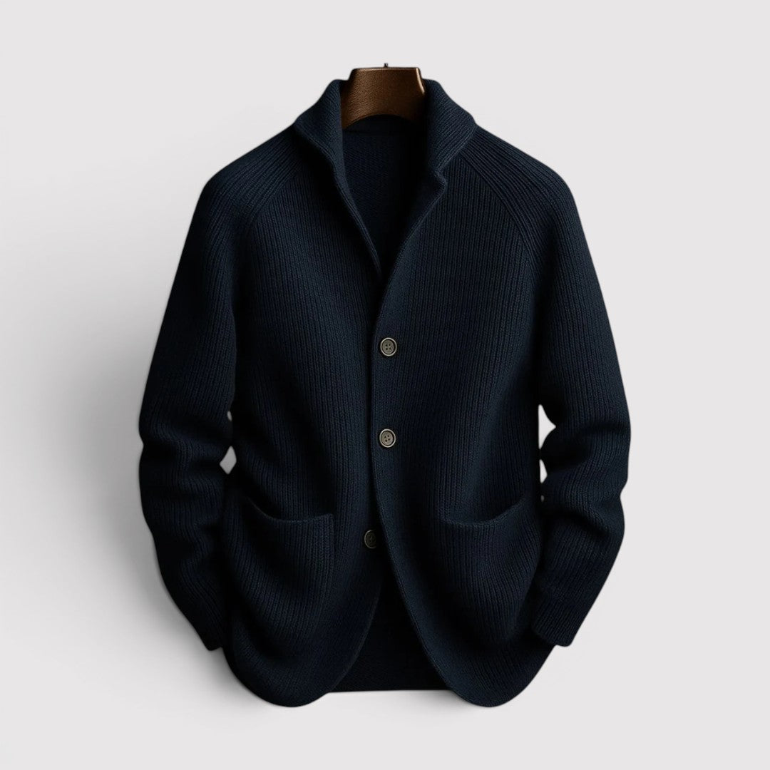 Michael Sydney men's ribbed cardigan, front view