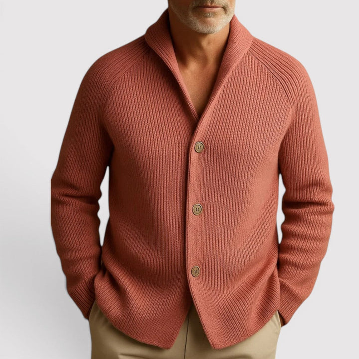 Michael Sydney men's ribbed cardigan, front view