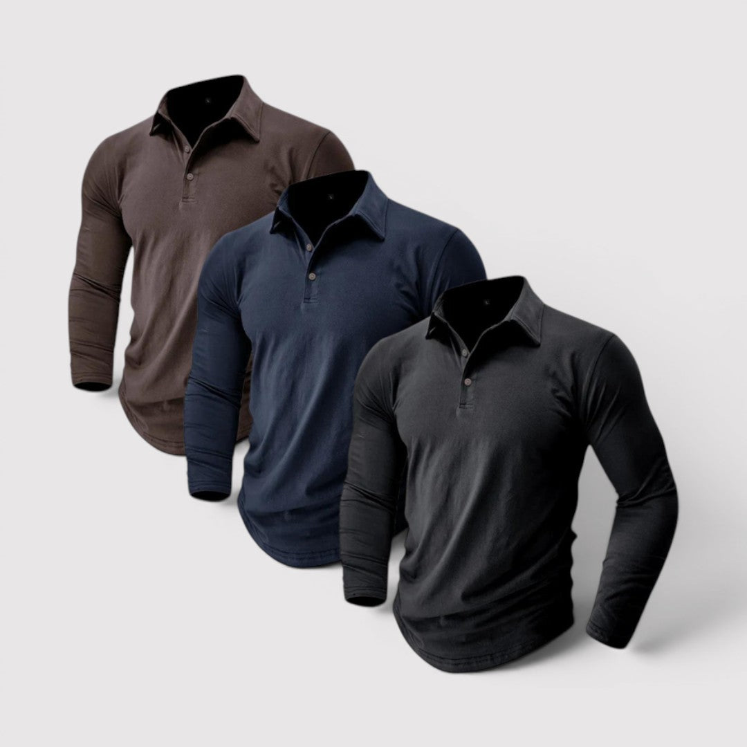 Michael Sydney men's long sleeve polo shirt, front view
