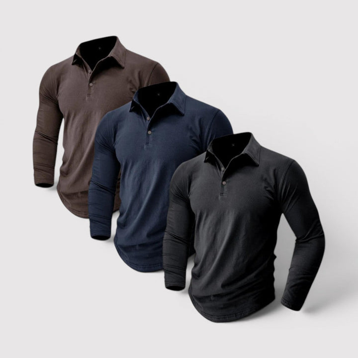 Michael Sydney men's long sleeve polo shirt, front view