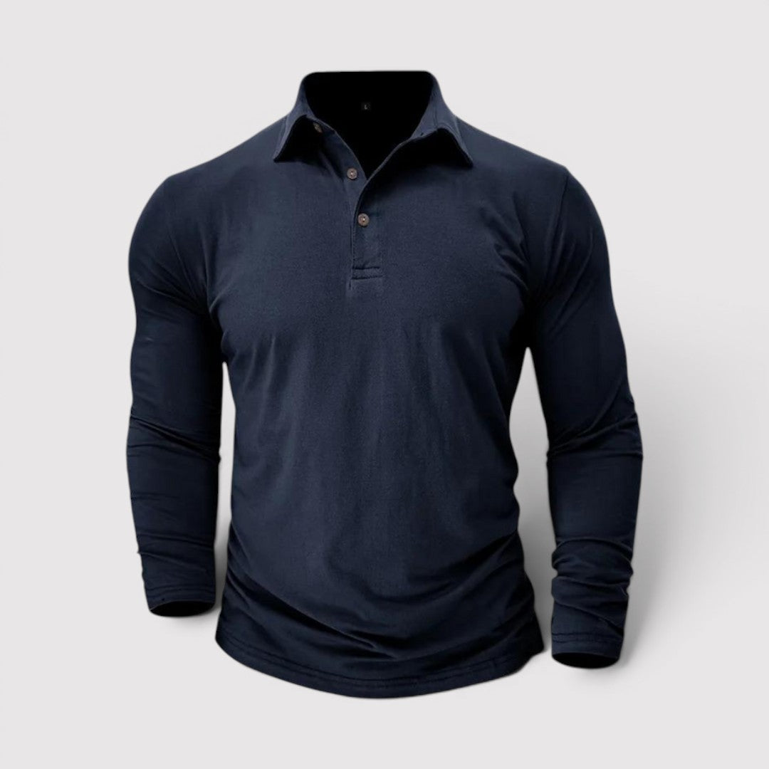 Michael Sydney men's long sleeve polo shirt, front view
