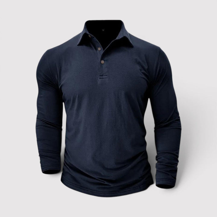 Michael Sydney men's long sleeve polo shirt, front view