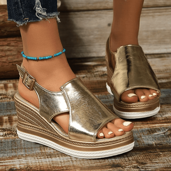 Karen™ | Metallic Comfort Sandals