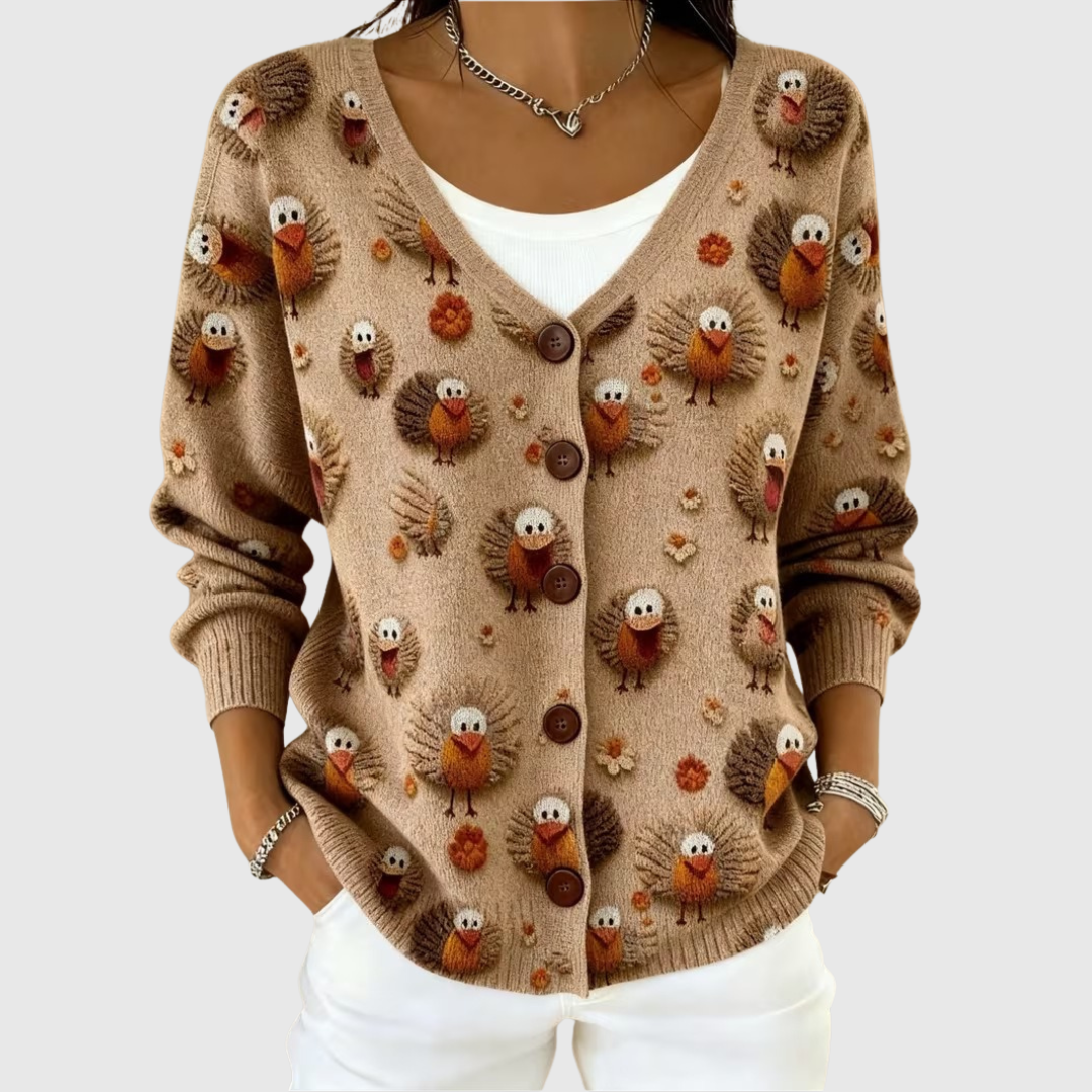 Elaine™ | Bird Motif Cardigan