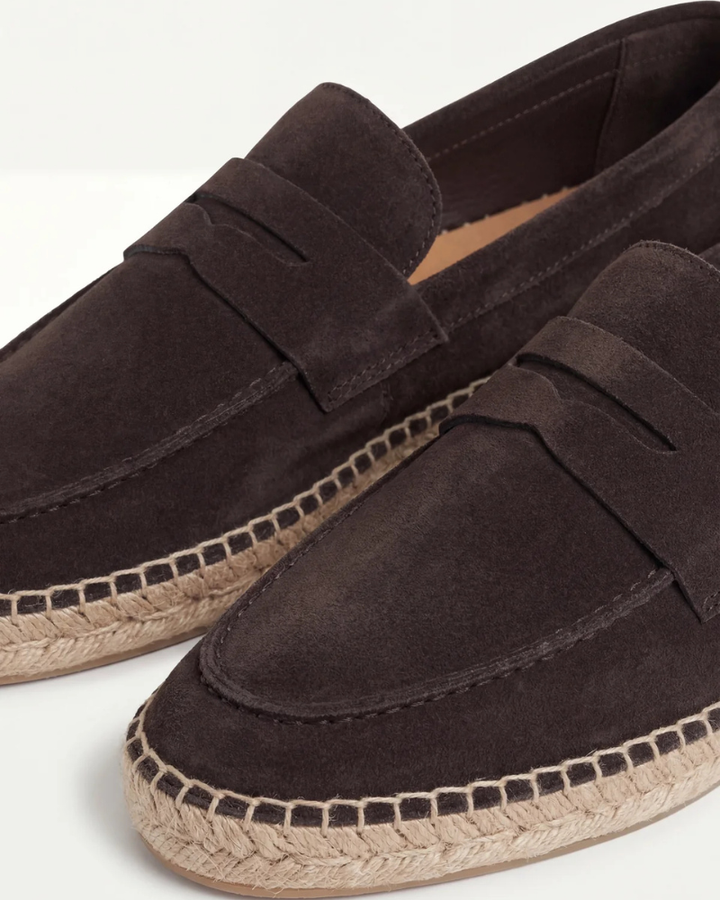 Michael Sydney men's espadrille in coffee brown, front view