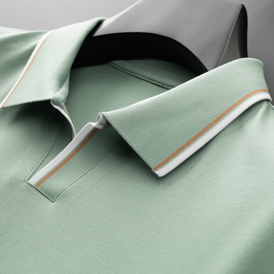 Michael Sydney men's Refined Polo Shirt with Flowing Drape, front view