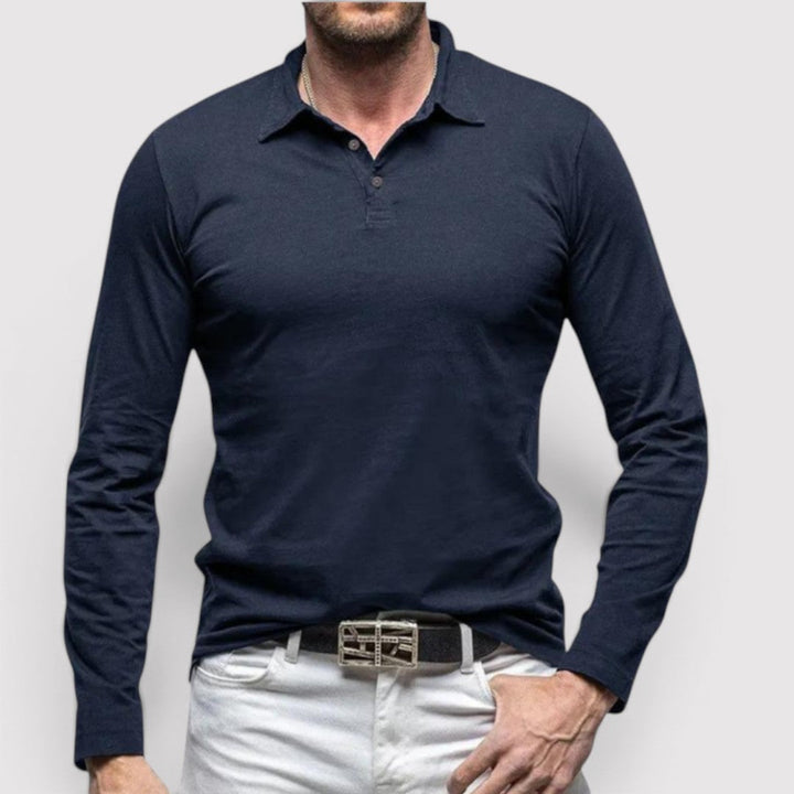 Michael Sydney men's long sleeve polo shirt, front view