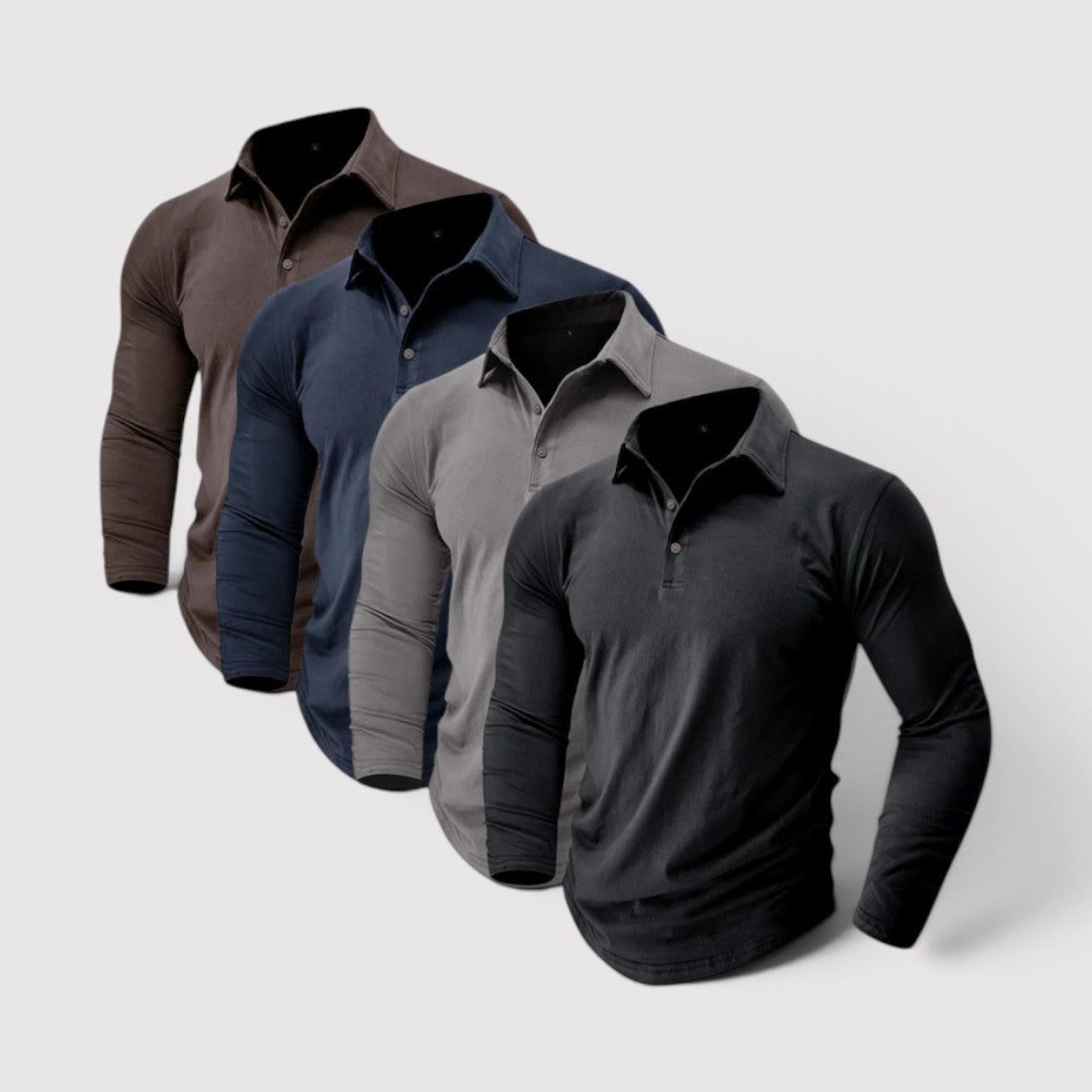 Michael Sydney men's long sleeve polo shirt, front view