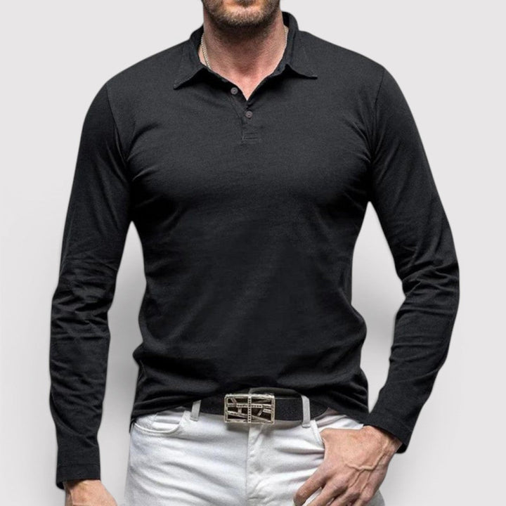 Michael Sydney men's long sleeve polo shirt, front view